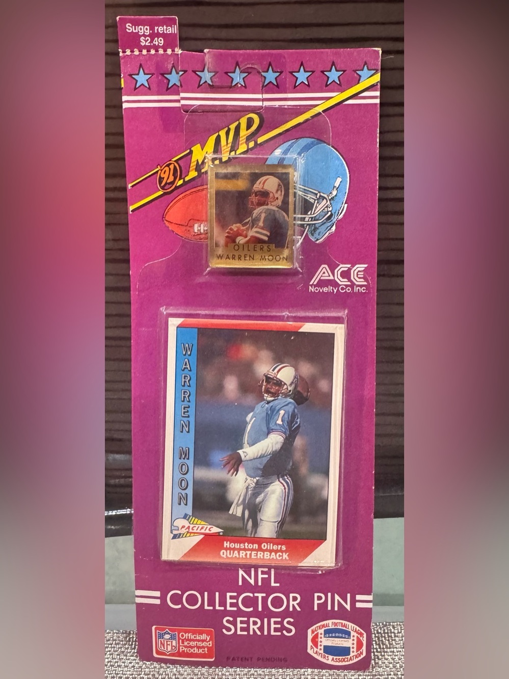 NFL Collector Pin 1991 Series Warren Moon Houston Oilers NEW NOS NWT RARE HTF